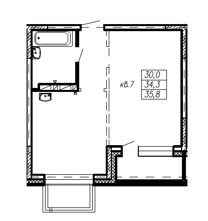 ЖК Мичурина, 8А, 1-комн кв 35,8 м2, за 4 296 000 ₽, 1 этаж